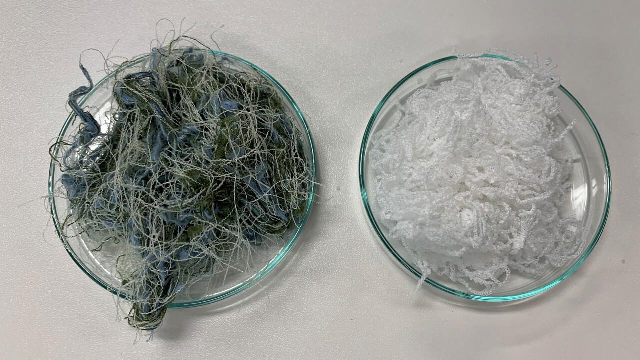 Waterless Solid State Decolourisation and Durability Treatment of Post-consumer / Recycled PET Fibres  0