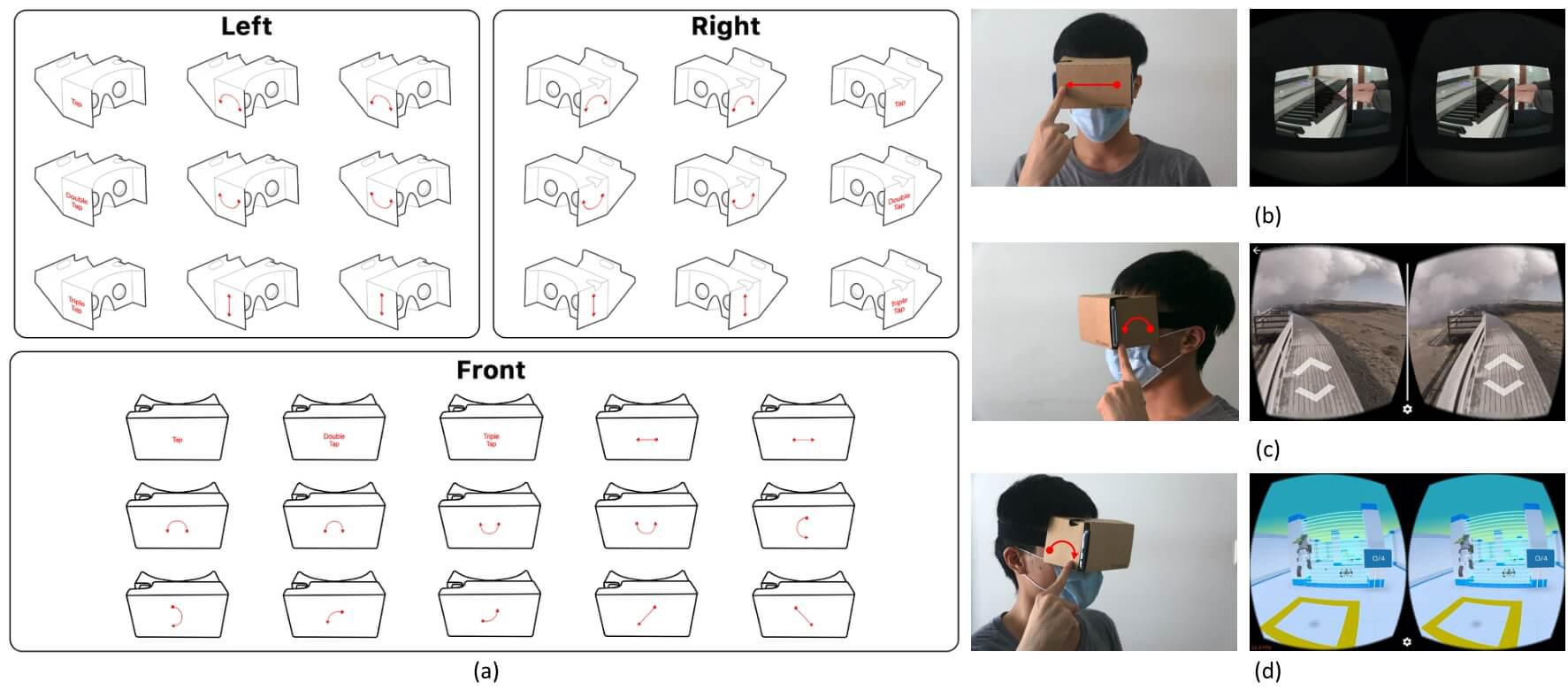 在低成本 VR 頭戴式顯示器表面實現基於手勢互動的方法