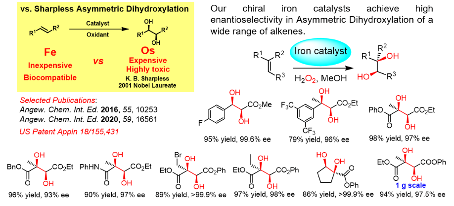 Iron catalysts for asymmetric cis-dihydroxylation (AD) reactions